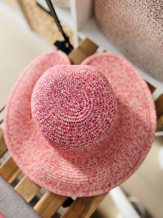 Pink Woven Resort Sun Hat with Wavy Brim – New main image 5